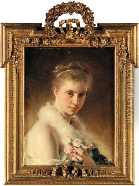 La Jeune Fille Aux Roses Oil Painting - Charles Josua Chaplin