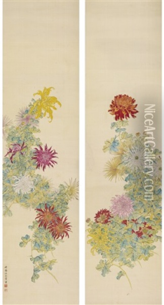 Chrysanthemums Oil Painting -  Wang Chengpei