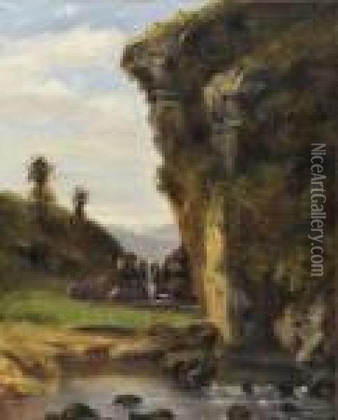 Falaise Et Cascade Oil Painting - Gustave Courbet