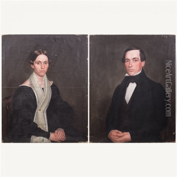 Portraits Of A Gentleman And Lady Oil Painting - Ammi Phillips