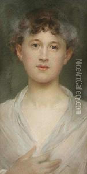 Portrait Of A Girl Oil Painting - Maximilian Pirner