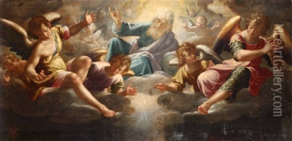 Padre Eterno Fra Gli Angeli Oil Painting - Aurelio Lomi
