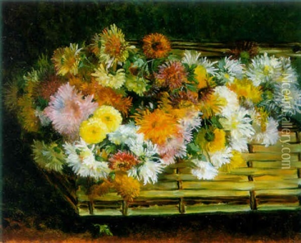 Basket Of Flowers Oil Painting - Edmond Van Coppenolle