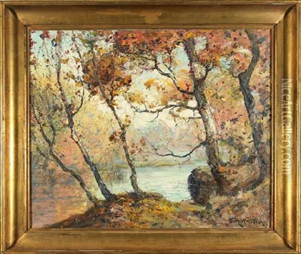 Autumn Along The River Oil Painting - Franklin B. De Haven