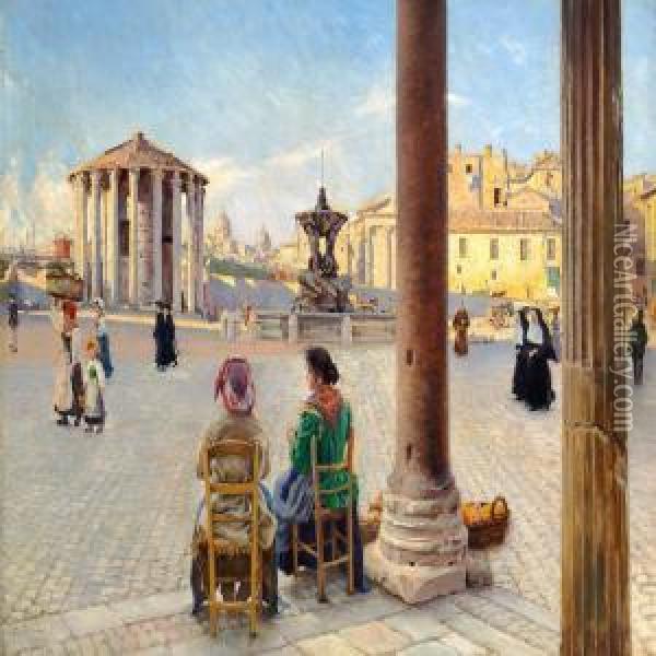 At The Vesta Temple In Rome Oil Painting - Paul-Gustave Fischer