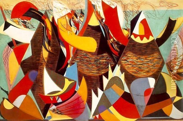 Composition 1943 Oil Painting - Farkas Molnar