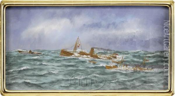 Battle On The High Seas Oil Painting - Thomas Jules, Baron De Vincotte