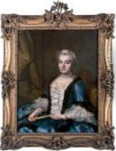 Portrait De Madame De Brosse, Fille De Monsieur Briasson Echevin Lyonnais. Oil Painting - Donatien Nonnotte