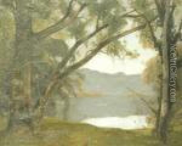 'waldsee Bei Sonnenaufgang'' Oil Painting - Paul Lecomte