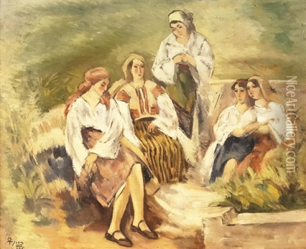 Gathering Oil Painting - Ion Theodorescu Sion