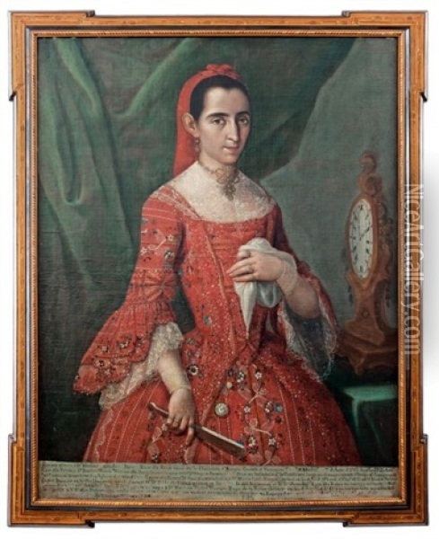 Retrato De Dona Mariana Luisa Ruiz De La Rabia Oil Painting - Jose De Paez