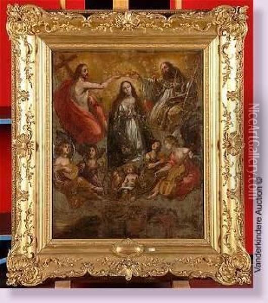 Le Couronnement De La Vierge Oil Painting - Nicolaas Liemakere