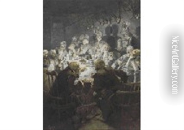 Guillaume 1er Dans Son Collage De Tabac Oil Painting - Alphonse Mucha