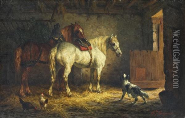 Pferde Im Stall Oil Painting - Willem Jacobus Boogaard