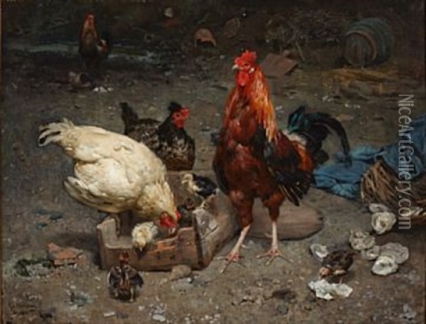 I Honsegarden Oil Painting - Karl Kristian Uchermann