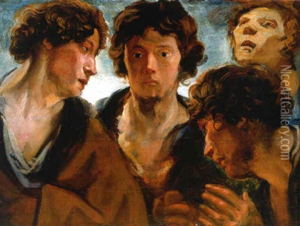 Four Studies Of A Man's Head Oil Painting - Jacob Jordaens