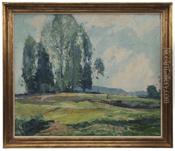 Landscape With Stand Of Trees Oil Painting - George Elmer Browne