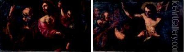Cristo E I Viandanti Di Emmaus 
L'incredulita' Di San Tommaso Oil Painting - Giovan Battista Beinaschi