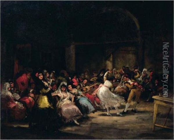 Baile Popular (the Dance) Oil Painting - Eugenio Lucas Villamil