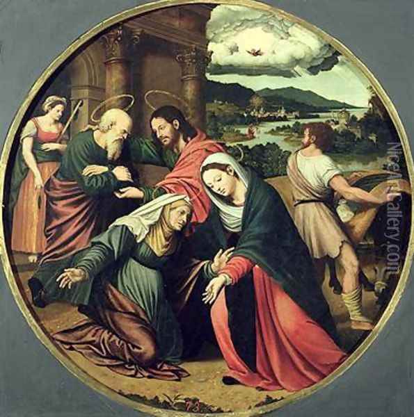 The Visitation Oil Painting - Vicente Juan (Juan de Juanes) Macip