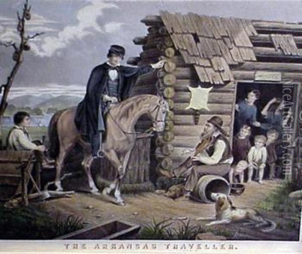 Encampment Of The Pulawski Cadets, 1839 And The Arkansastraveller Oil Painting - John Henry Bufford
