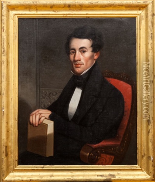 Portrait Of Sarah Maria Bowne Raymond And Portrait Of Samuel Whittlesy Raymond  (pair) Oil Painting - Randall Palmer