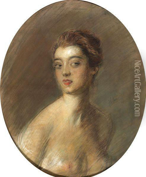 Portrait De Jeune Femme Oil Painting - Paul Cesar Helleu