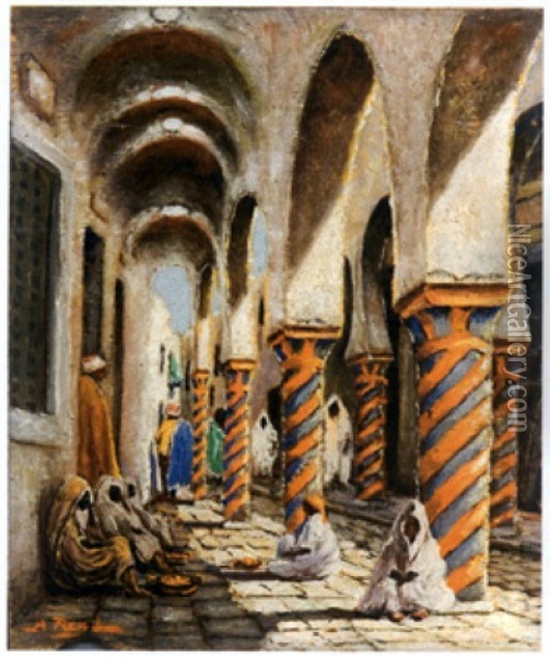 Entree Du Souk Des Etoffes, Tunis Oil Painting - Alfred Renz