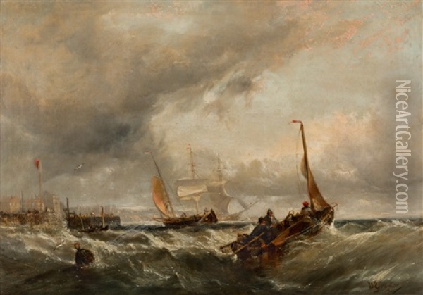 Segelboote Auf Sturmischer See Vor Der Hollandischen Kuste Oil Painting - Willem Gruyter The Younger