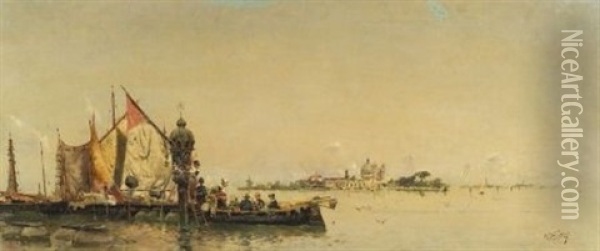 Venetian View Oil Painting - Antonio Maria de Reyna Manescau