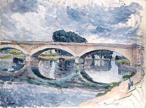 Pont de la Marne prs de Lagny (Bridge of the Marne near Lagny) Oil Painting - Henri Lebasque