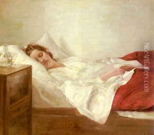 Asleep Oil Painting - Carl Wilhelm Holsoe