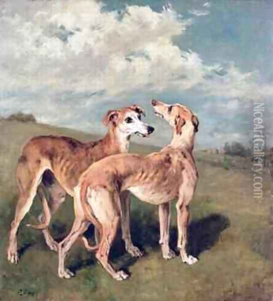 Greyhounds Oil Painting - John Emms