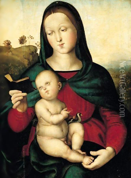 The Madonna And Child With A Goldfinch ('The Solly Madonna') Oil Painting - Raphael (Raffaello Sanzio of Urbino)