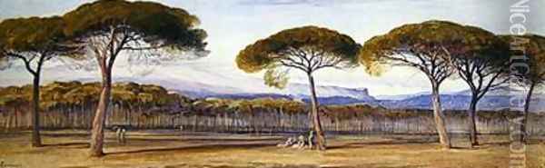 A View of the Pine Woods Above Cannes Oil Painting - Edward Lear