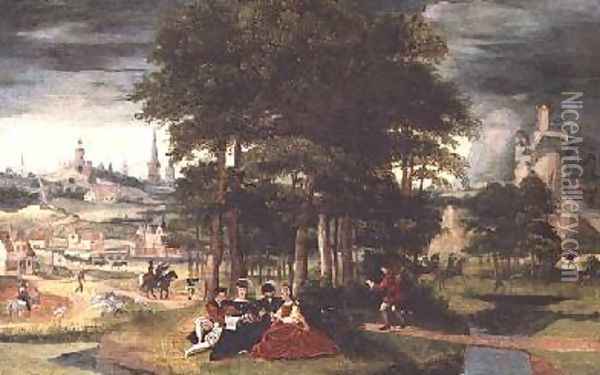 Concert in a wooded landscape Oil Painting - Cornelis Massys