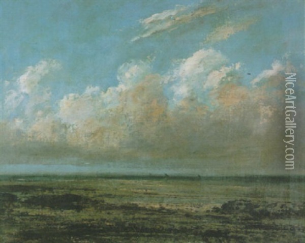 La Plage Des Roches Noires, Pres De Deauville Oil Painting - Gustave Courbet