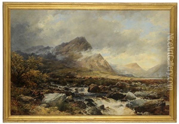 Highland Anglers By A Rock Oil Painting - John Syer