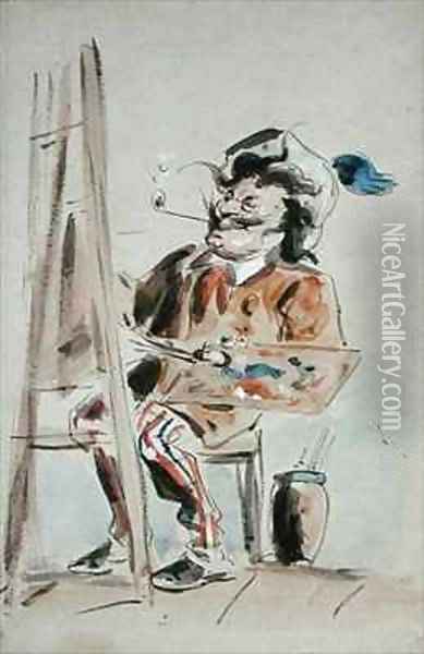 Caricature of an artist Oil Painting - Hablot Knight Browne
