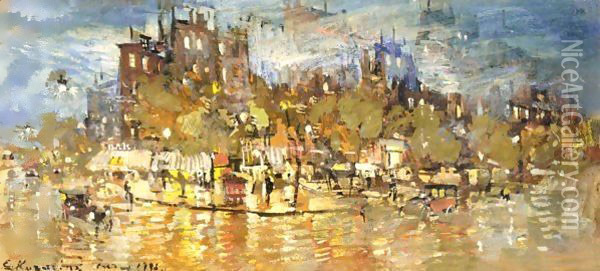 Paris At Night 2 Oil Painting - Konstantin Alexeievitch Korovin