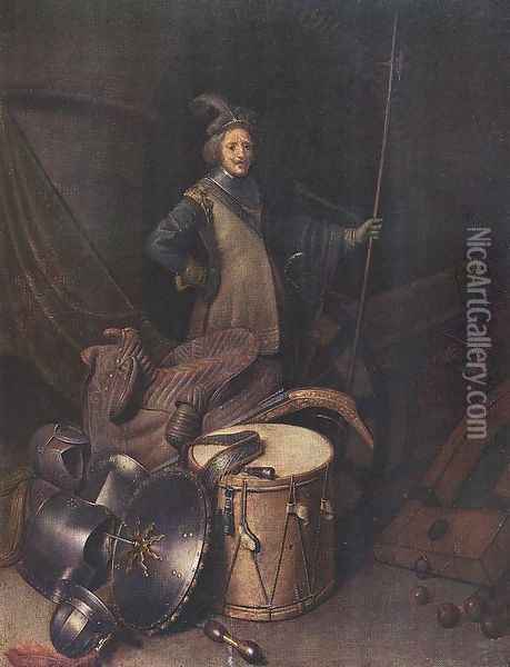 Officer Of The Marksman Society In Leiden Oil Painting - Gerrit Dou