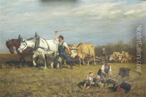 In The Fields Oil Painting - Hans W. Schmidt