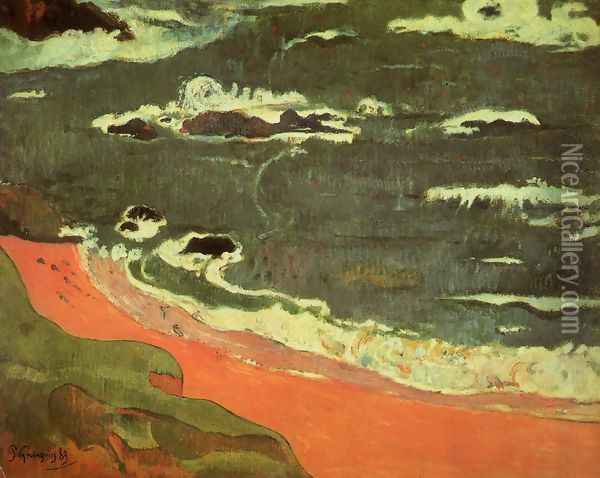Beach At Le Pouldu Oil Painting - Paul Gauguin