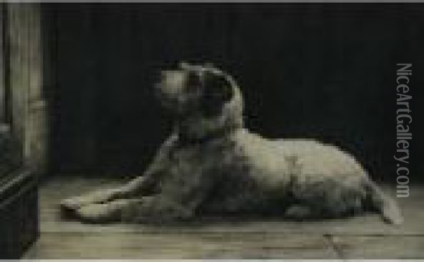 Recumbent Dog Oil Painting - Herbert Thomas Dicksee