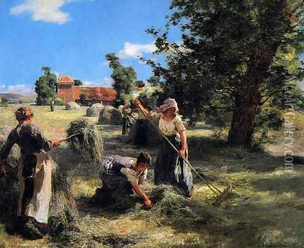 Harvest at the Farm on Rue Chaily Oil Painting - Leon Augustin Lhermitte