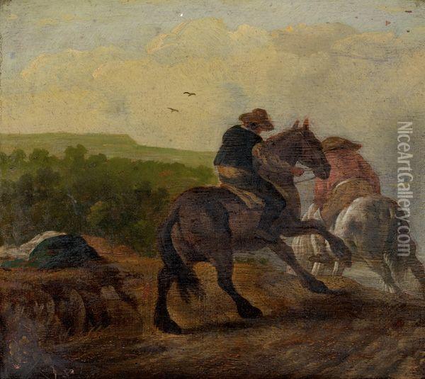 Deux Cavaliers Oil Painting - Bourguignon