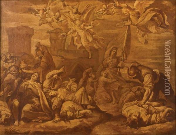 Il Martirio Di Sant'orsola Oil Painting - Lorenzo Pasinelli