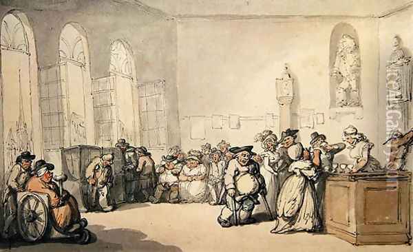 The Pump Room, from Scenes at Bath, c.1795 Oil Painting - Thomas Rowlandson