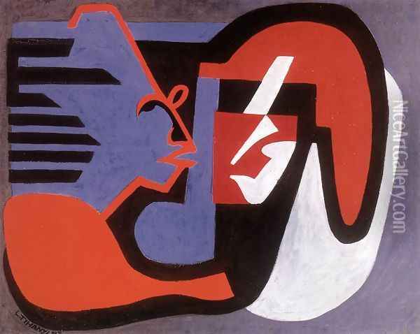 Chatting 1928 Oil Painting - Lajos Tihanyi