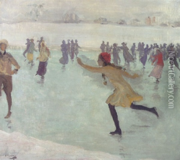 The Skater; Miss Mary Mond Oil Painting - John Lavery
